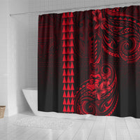 Hawaii Hauoli Makahiki Hou Shower Curtain Lono Hawaiian God Kakau Polynesian Tribal Red LT05 - Polynesian Pride