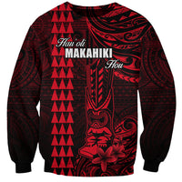 Personalized Hawaii Hauoli Makahiki Hou Sweatshirt Lono Hawaiian God Kakau Polynesian Tribal Red LT05 Unisex Red - Polynesian Pride