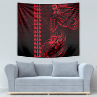 Hawaii Hauoli Makahiki Hou Tapestry Lono Hawaiian God Kakau Polynesian Tribal Red LT05 - Polynesian Pride