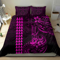 Hawaii Hauoli Makahiki Hou Bedding Set Lono Hawaiian God Kakau Polynesian Tribal Pink LT05 - Polynesian Pride