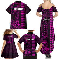 Personalized Hawaii Hauoli Makahiki Hou Family Matching Summer Maxi Dress and Hawaiian Shirt Lono Hawaiian God Kakau Polynesian Tribal Pink LT05 - Polynesian Pride