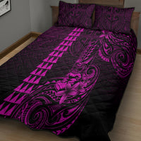 Hawaii Hauoli Makahiki Hou Quilt Bed Set Lono Hawaiian God Kakau Polynesian Tribal Pink LT05 - Polynesian Pride