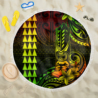Hawaii Hauoli Makahiki Hou Beach Blanket Lono Hawaiian God Kakau Polynesian Tribal Reggae LT05 One Size 150cm Reggae - Wonder Print Shop