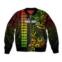 Personalized Hawaii Hauoli Makahiki Hou Bomber Jacket Lono Hawaiian God Kakau Polynesian Tribal Reggae LT05 Unisex Reggae - Polynesian Pride