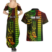 Personalized Hawaii Hauoli Makahiki Hou Couples Matching Summer Maxi Dress and Hawaiian Shirt Lono Hawaiian God Kakau Polynesian Tribal Reggae LT05 - Polynesian Pride