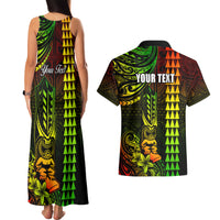 Personalized Hawaii Hauoli Makahiki Hou Couples Matching Tank Maxi Dress and Hawaiian Shirt Lono Hawaiian God Kakau Polynesian Tribal Reggae LT05 - Polynesian Pride
