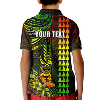 Personalized Hawaii Hauoli Makahiki Hou Kid Polo Shirt Lono Hawaiian God Kakau Polynesian Tribal Reggae LT05 - Polynesian Pride