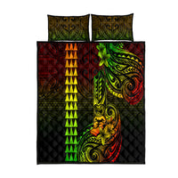Hawaii Hauoli Makahiki Hou Quilt Bed Set Lono Hawaiian God Kakau Polynesian Tribal Reggae LT05 Reggae - Polynesian Pride