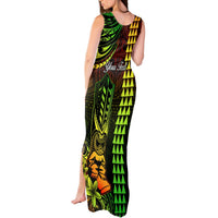 Personalized Hawaii Hauoli Makahiki Hou Tank Maxi Dress Lono Hawaiian God Kakau Polynesian Tribal Reggae LT05 - Polynesian Pride