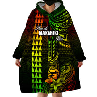 Personalized Hawaii Hauoli Makahiki Hou Wearable Blanket Hoodie Lono Hawaiian God Kakau Polynesian Tribal Reggae LT05 - Polynesian Pride