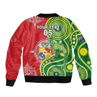 Custom Tonga Australia Rugby Bomber Jacket Kangaroos And Tonga Mate Maa Together LT05 - Polynesian Pride