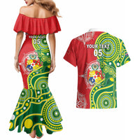 Custom Tonga Australia Rugby Couples Matching Mermaid Dress and Hawaiian Shirt Kangaroos And Tonga Mate Maa Together