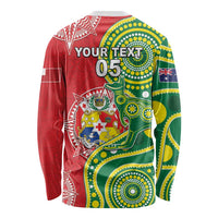 Custom Tonga Australia Rugby Long Sleeve Shirt Kangaroos And Tonga Mate Maa Together