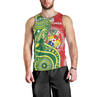 Custom Tonga Australia Rugby Men Tank Top Kangaroos And Tonga Mate Maa Together