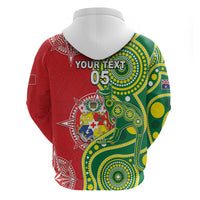 Custom Tonga Australia Rugby Zip Hoodie Kangaroos And Tonga Mate Maa Together LT05 - Polynesian Pride