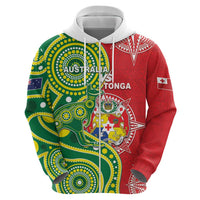 Custom Tonga Australia Rugby Zip Hoodie Kangaroos And Tonga Mate Maa Together LT05 - Polynesian Pride
