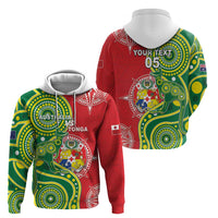 Custom Tonga Australia Rugby Zip Hoodie Kangaroos And Tonga Mate Maa Together LT05 - Polynesian Pride