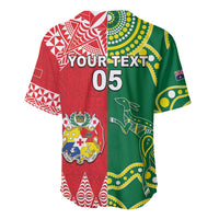 Custom Tonga XIII And Australia Kangaroos Baseball Jersey Mate Maa Tongan Ngatu With Aboriginal LT05 - Polynesian Pride