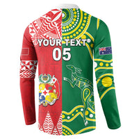 Custom Tonga XIII And Australia Kangaroos Button Sweatshirt Mate Maa Tongan Ngatu With Aboriginal