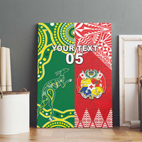 Custom Tonga XIII And Australia Kangaroos Canvas Wall Art Mate Maa Tongan Ngatu With Aboriginal