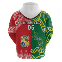 Custom Tonga XIII And Australia Kangaroos Hoodie Mate Maa Tongan Ngatu With Aboriginal