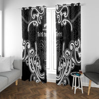 Aotearoa Window Curtain Toitu Te Tiriti O Waitangi LT05 With Grommets Black - Polynesian Pride