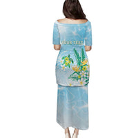 Personalised 2025 Aloha Hawaii Puletasi Tropical Flowers And Honu