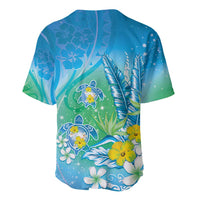 Hawaii Honu Baseball Jersey Tropical Flowers Blue Gradient LT05 - Polynesian Pride