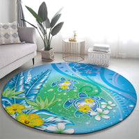 Hawaii Honu Round Carpet Tropical Flowers Blue Gradient LT05 - Polynesian Pride