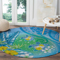 Hawaii Honu Round Carpet Tropical Flowers Blue Gradient LT05 - Polynesian Pride