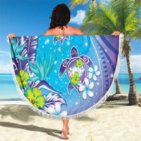 Hawaii Honu Beach Blanket Tropical Flowers Purple Gradient