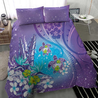 Hawaii Honu Bedding Set Tropical Flowers Purple Gradient