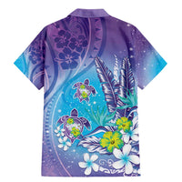 Hawaii Honu Family Matching Mermaid Dress and Hawaiian Shirt Tropical Flowers Purple Gradient
