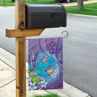 Hawaii Honu Garden Flag Tropical Flowers Purple Gradient