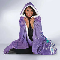 Hawaii Honu Hooded Blanket Tropical Flowers Purple Gradient