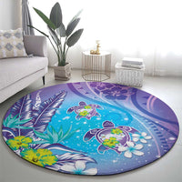 Hawaii Honu Round Carpet Tropical Flowers Purple Gradient LT05 - Polynesian Pride