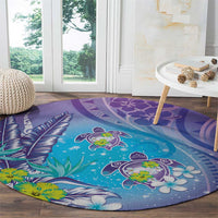 Hawaii Honu Round Carpet Tropical Flowers Purple Gradient LT05 - Polynesian Pride