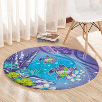 Hawaii Honu Round Carpet Tropical Flowers Purple Gradient LT05 - Polynesian Pride