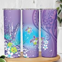 Hawaii Honu Skinny Tumbler Tropical Flowers Purple Gradient