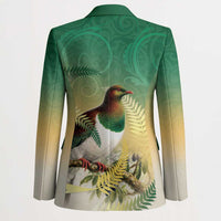 New Zealand Pigeon Kereru Blazer Maori Fern Art Green Gradient - Polynesian Pride