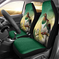 New Zealand Pigeon Kereru Car Seat Cover Maori Fern Art Green Gradient - Polynesian Pride