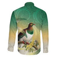 New Zealand Pigeon Kereru Family Matching Summer Maxi Dress and Hawaiian Shirt Maori Fern Art Green Gradient LT05 - Polynesian Pride