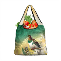 New Zealand Pigeon Kereru Grocery Bag Maori Fern Art Green Gradient - Polynesian Pride