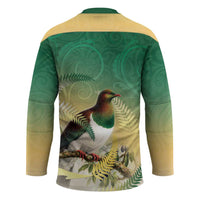 New Zealand Pigeon Kereru Hockey Jersey Maori Fern Art Green Gradient - Polynesian Pride