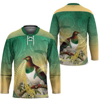 New Zealand Pigeon Kereru Hockey Jersey Maori Fern Art Green Gradient - Polynesian Pride