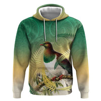 New Zealand Pigeon Kereru Hoodie Maori Fern Art Green Gradient - Polynesian Pride
