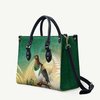 New Zealand Pigeon Kereru Leather Bag Maori Fern Art Green Gradient - Polynesian Pride