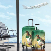 New Zealand Pigeon Kereru Luggage Cover Maori Fern Art Green Gradient - Polynesian Pride