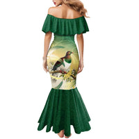 New Zealand Pigeon Kereru Mermaid Dress Maori Fern Art Green Gradient - Polynesian Pride