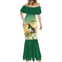New Zealand Pigeon Kereru Mermaid Dress Maori Fern Art Green Gradient - Polynesian Pride
